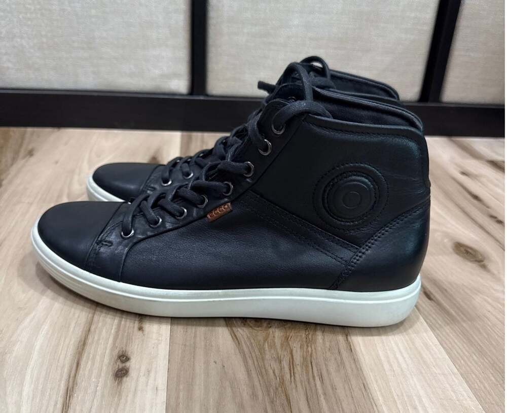 ECCO Soft 7 High-Top Leather Sneaker Black & White Women's Size 42 10.5/11